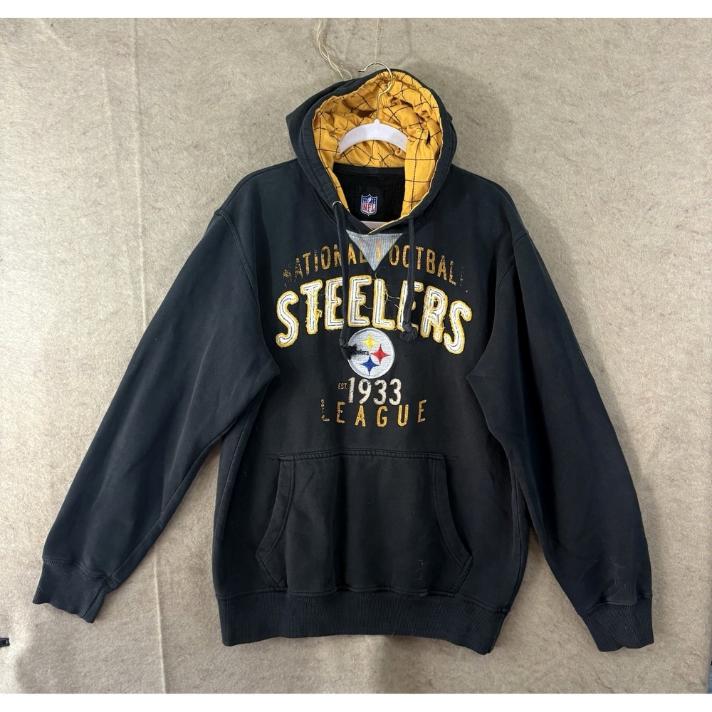 Pittsburgh Steelers NFL Official Hoodie Mens Sz M Black Embroidered Pocket